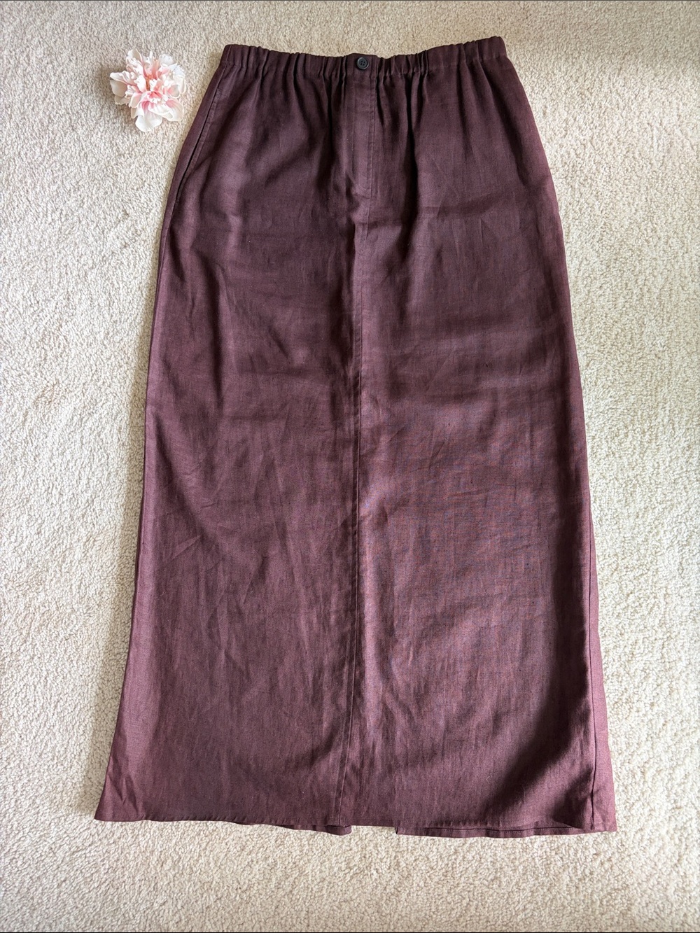 New York & Company vintage brown Maxi linen Skirt, M